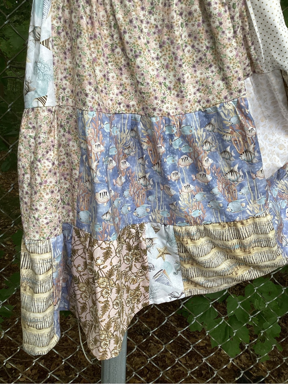 L Beach Themed Tiered Patchwork Full Skirt - Picture 3 of 4